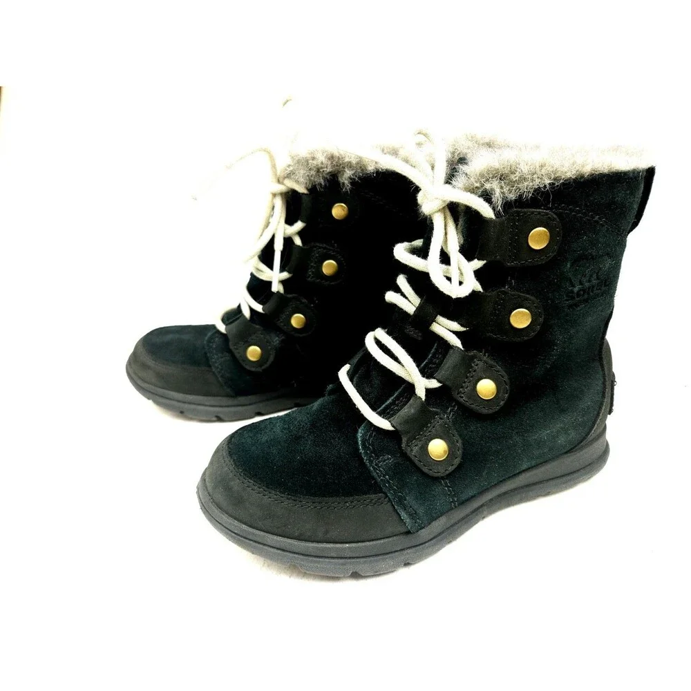 Sorel Women’s Boots, Insulated, Waterproof, Size 5, Explorer Joan Black Winter